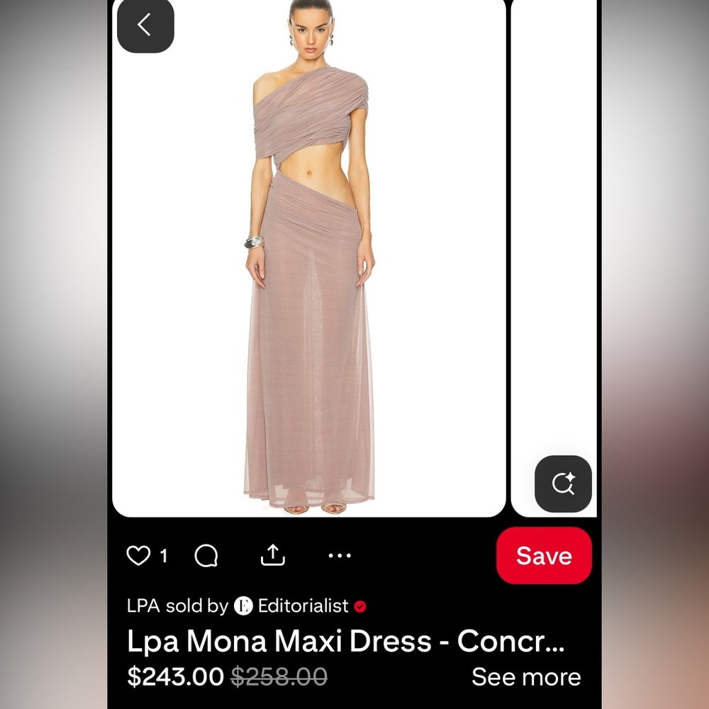 LPA One-Shoulder Cut-Out Dress in Taupe